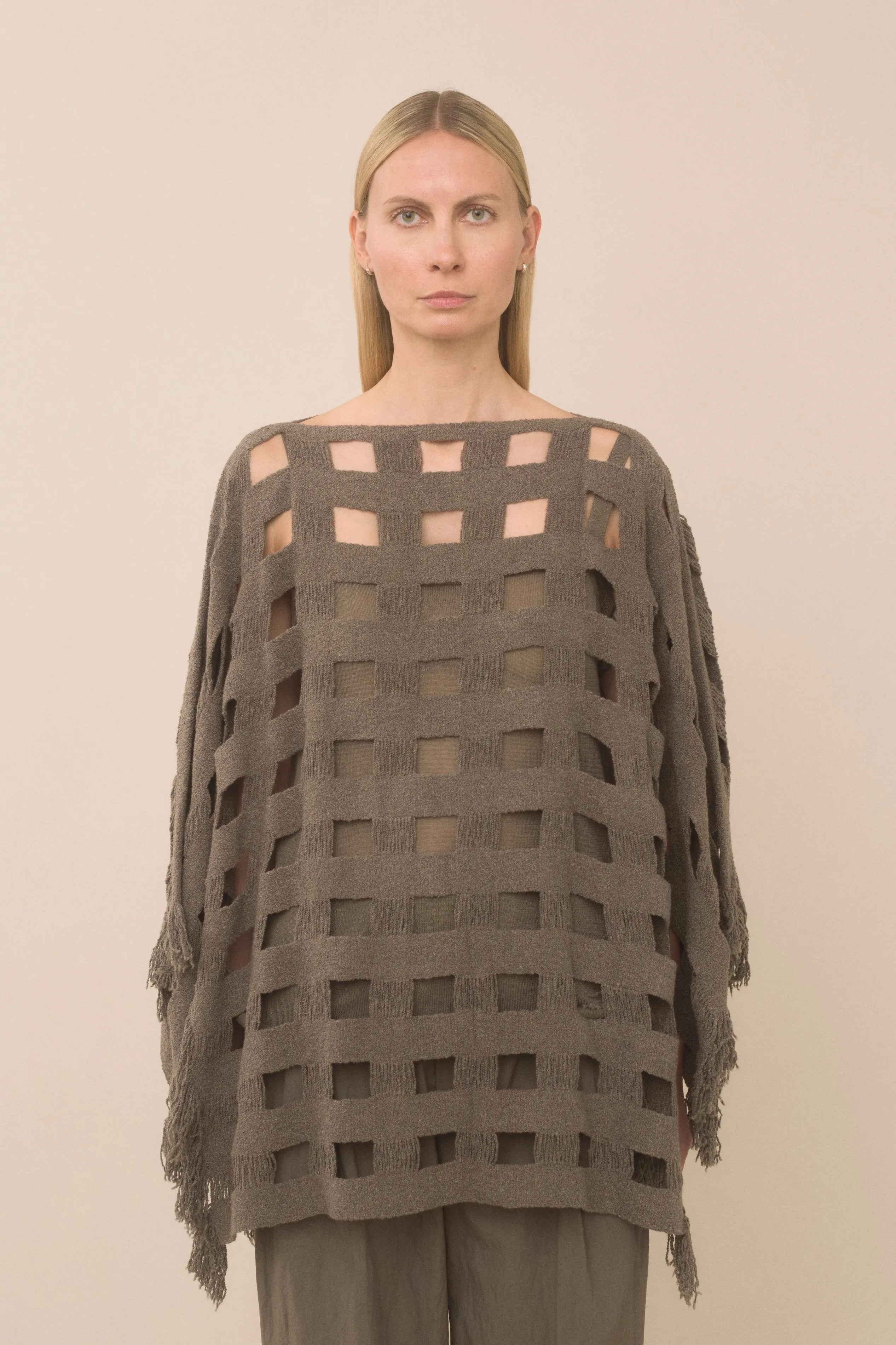 HANDWOVEN GRID PONCHO sold by Lauren Manoogian