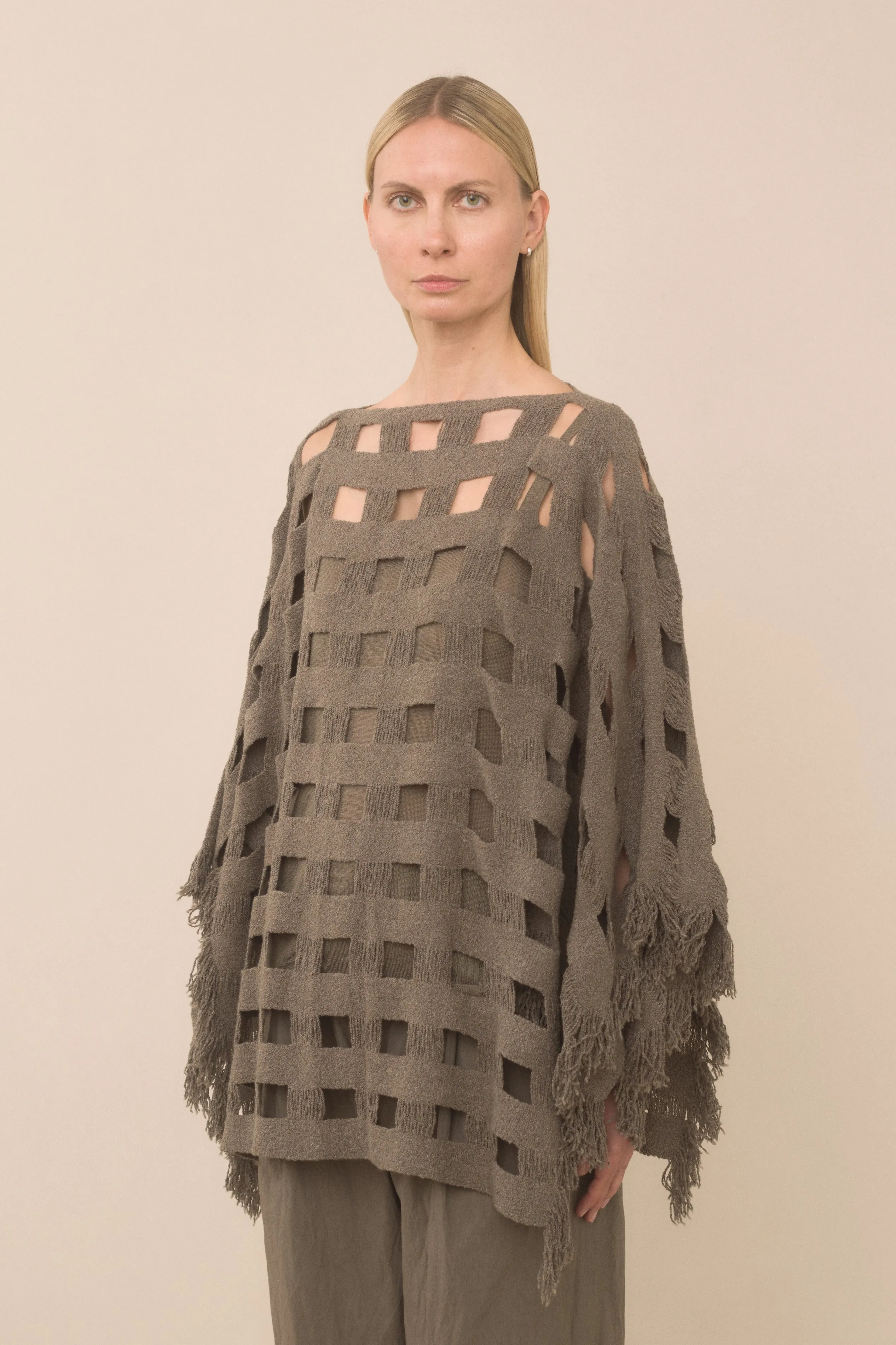 HANDWOVEN GRID PONCHO sold by Lauren Manoogian product image thumbnail 5