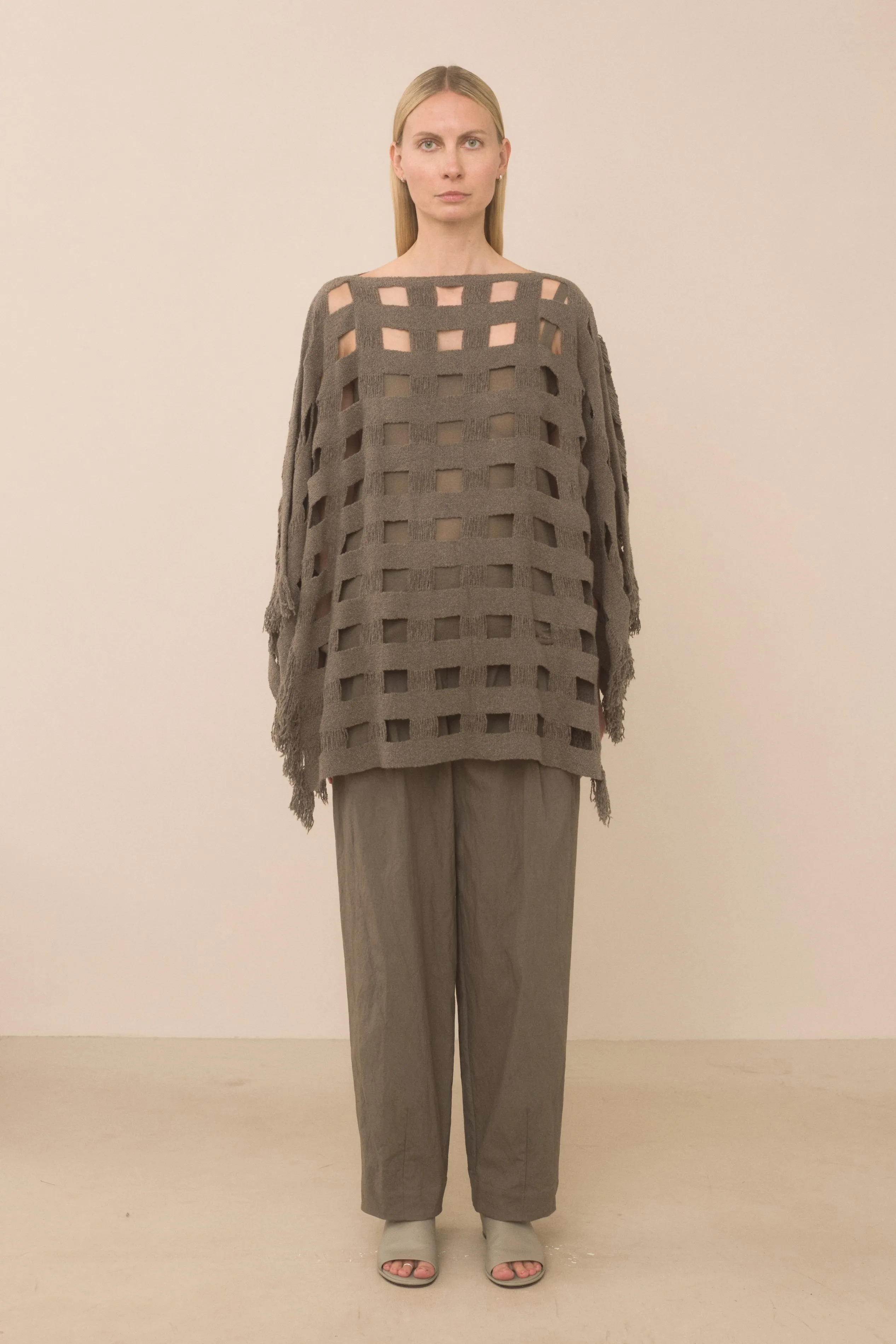HANDWOVEN GRID PONCHO sold by Lauren Manoogian product image thumbnail 2