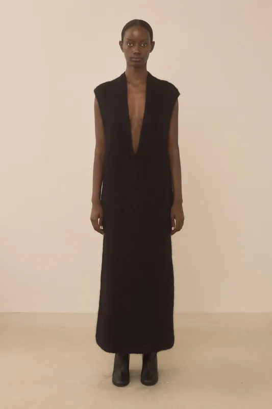 BRUSHED LOW V DRESS made by Lauren Manoogian