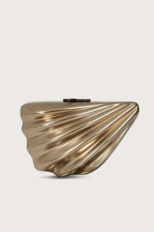 LOTTIE Acrylic Shell Clutch Bag in Gold sold by Lavish Alice