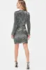 JADE Ruched Sequin Mini Dress in Grey Sequin sold by Lavish Alice