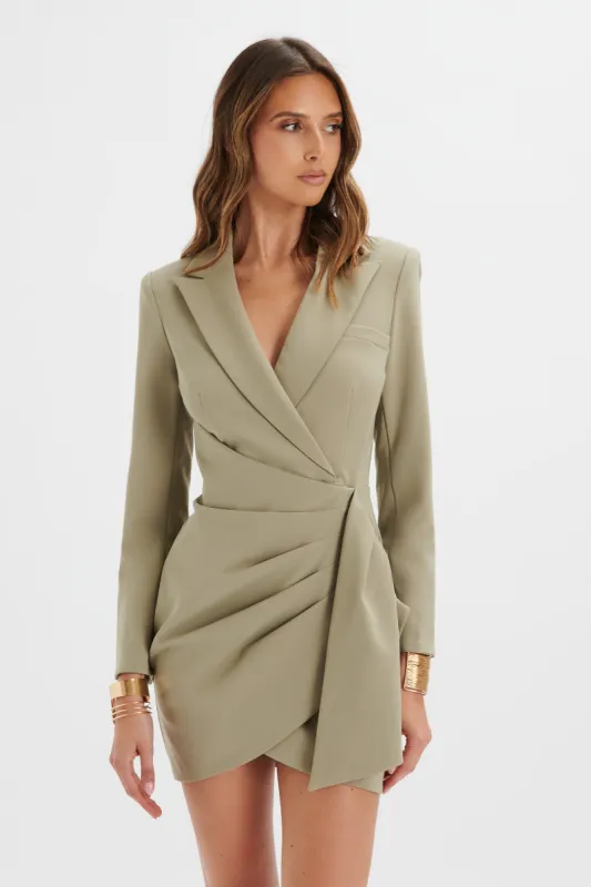 LUCY Wrap Blazer Mini Dress In Sage Green sold by Lavish Alice