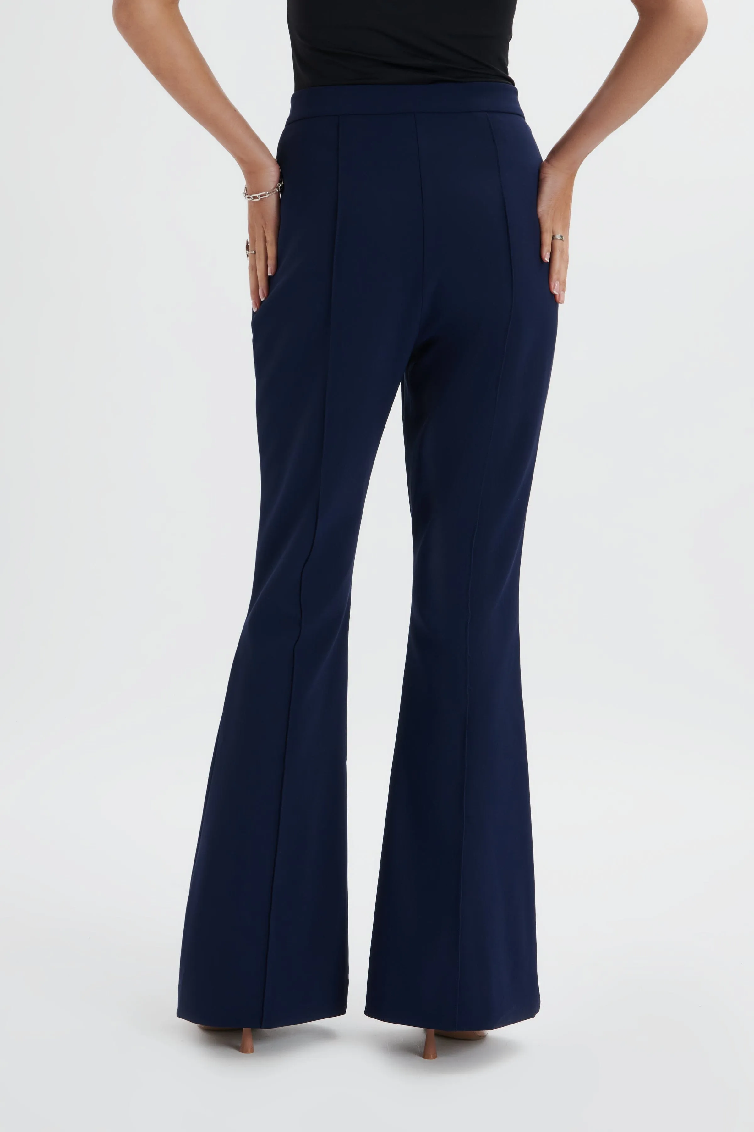 EMELIE Fit & Flare Trousers In Navy sold by Lavish Alice product image thumbnail 4