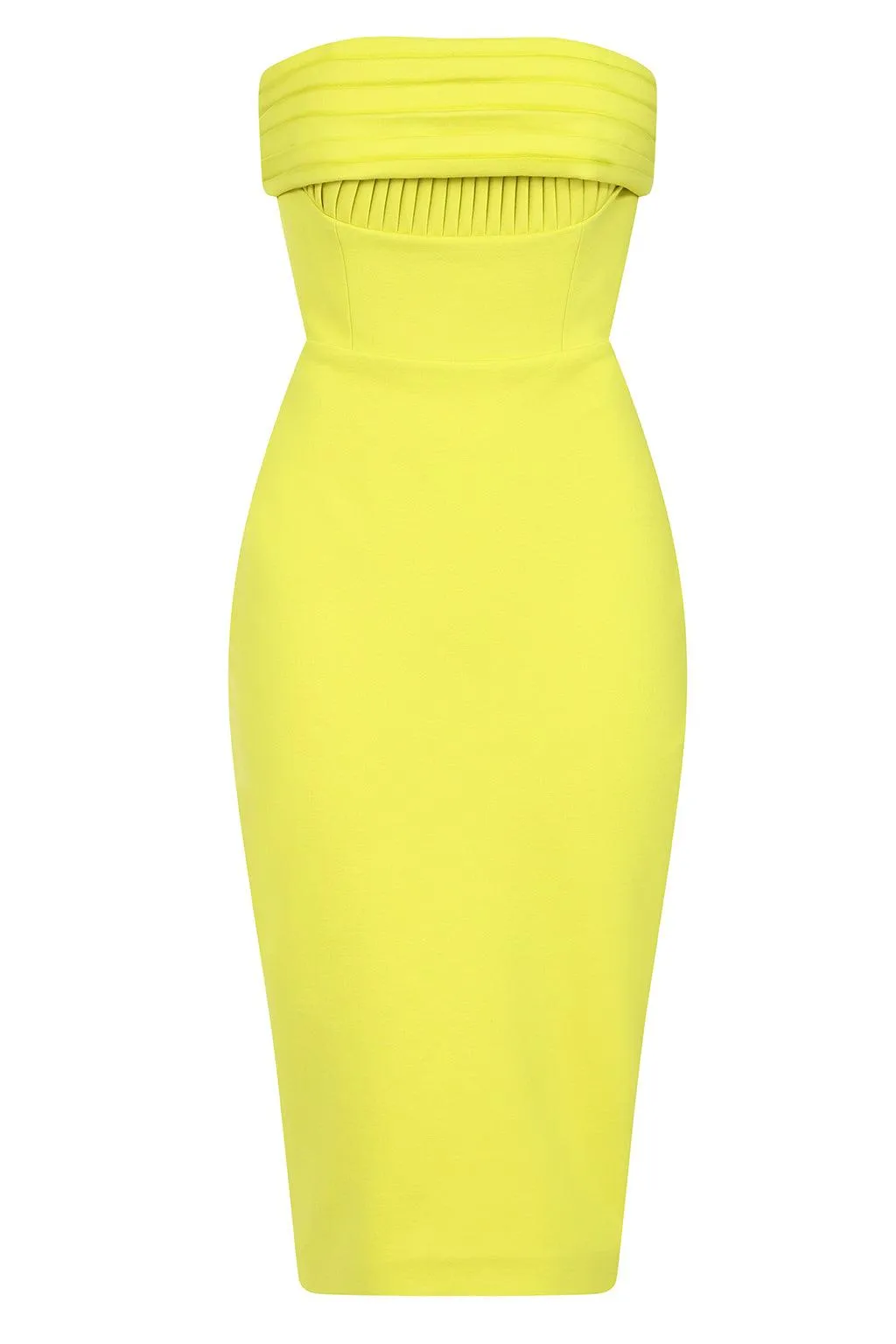 NYLAH Ponte Pleated Bandeau Midi Dress In Lime sold by Lavish Alice product image thumbnail 3