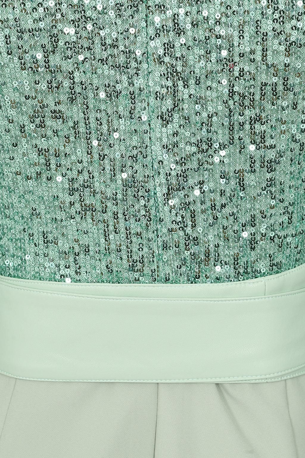 ALYSSA Sequin Feather Embellished Midi Dress In Sage sold by Lavish Alice product image thumbnail 6