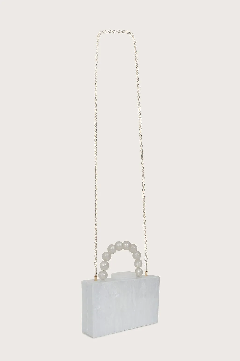 REYA Bead Handle Marbled Box Clutch Bag in White sold by Lavish Alice product image thumbnail 3