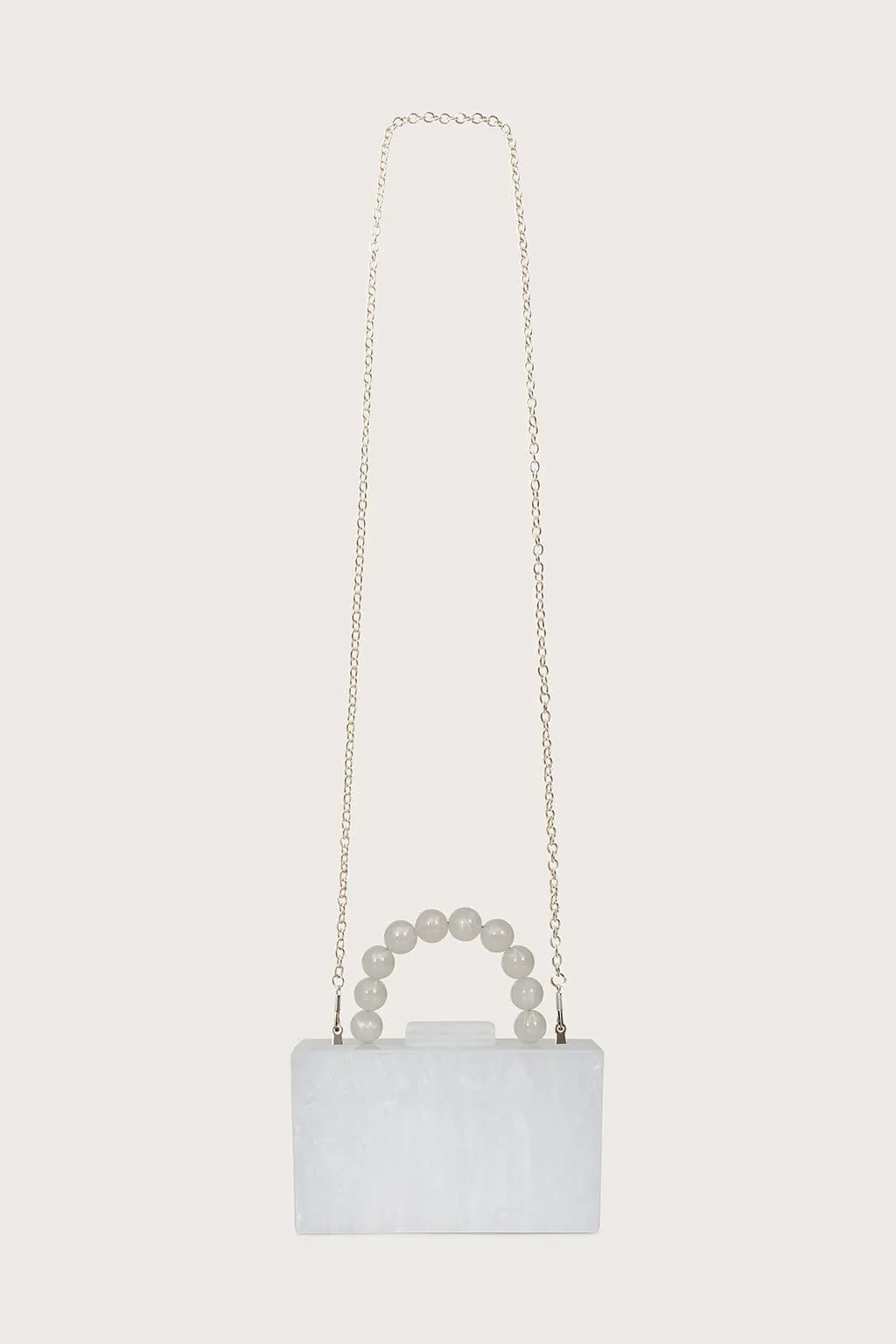 REYA Bead Handle Marbled Box Clutch Bag in White sold by Lavish Alice product image thumbnail 2