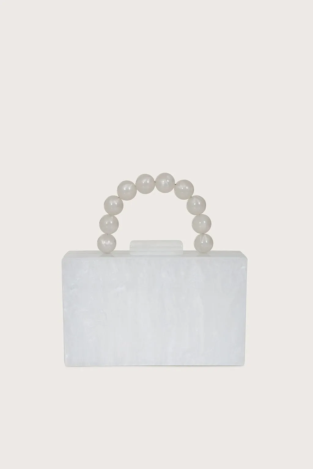 REYA Bead Handle Marbled Box Clutch Bag in White sold by Lavish Alice
