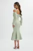 SIA Ponte Pleated Cowl Longline Midi Dress In Sage Green sold by Lavish Alice