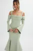 SIA Ponte Pleated Cowl Longline Midi Dress In Sage Green sold by Lavish Alice