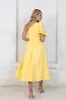 STASSI One Shoulder Puff Midi Dress In Yellow sold by Lavish Alice
