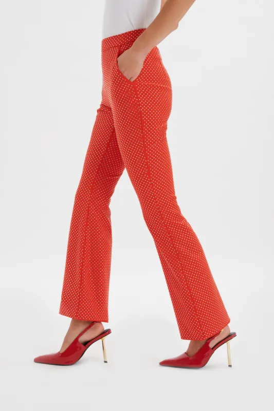 ELLISA Crystal Embellished Fit and Flare Trousers in Red sold by Lavish Alice