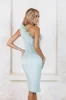 ALANA Feather One Shoulder Bonded Satin Midi Dress In Sage sold by Lavish Alice