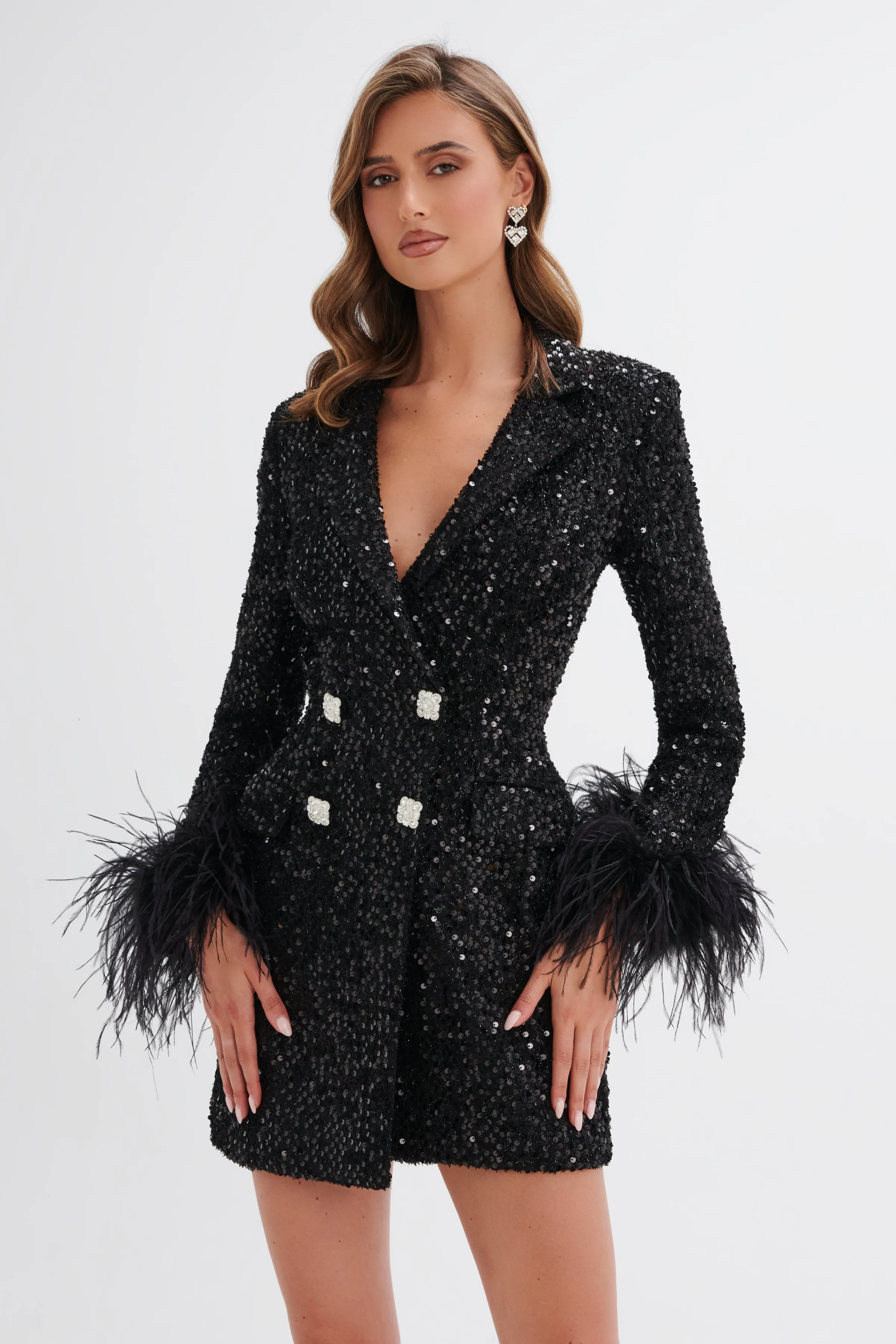 TANA Sequin Boucle Blazer Mini Dress In Black sold by Lavish Alice product image thumbnail 2