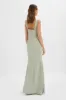 ELLE Draped Wrap Satin Maxi Dress in Sage Green sold by Lavish Alice