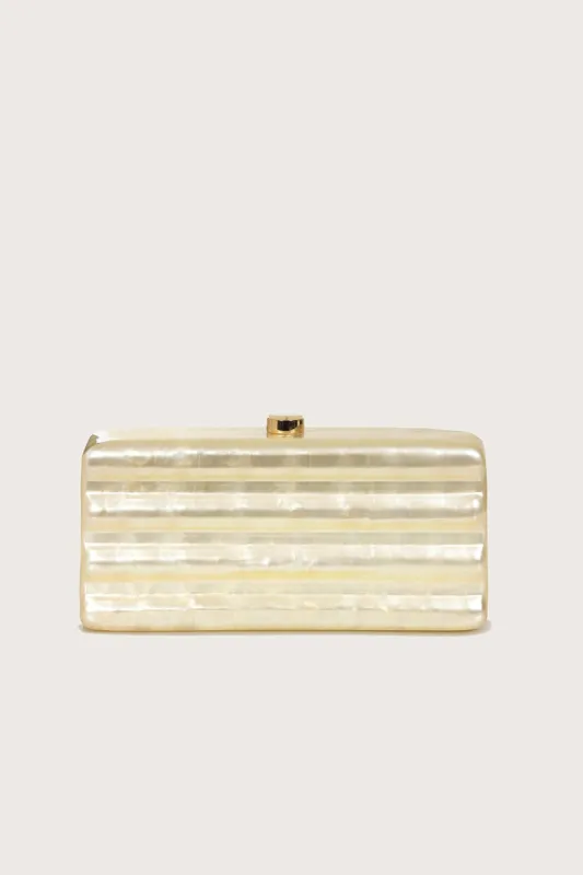 CLARETTA Ridged Box Clutch Bag in Ivory sold by Lavish Alice