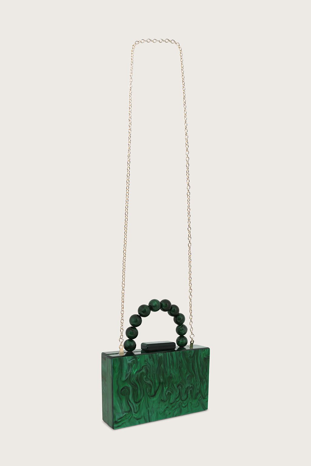 REYA Bead Handle Marbled Box Clutch Bag in Green sold by Lavish Alice product image thumbnail 4