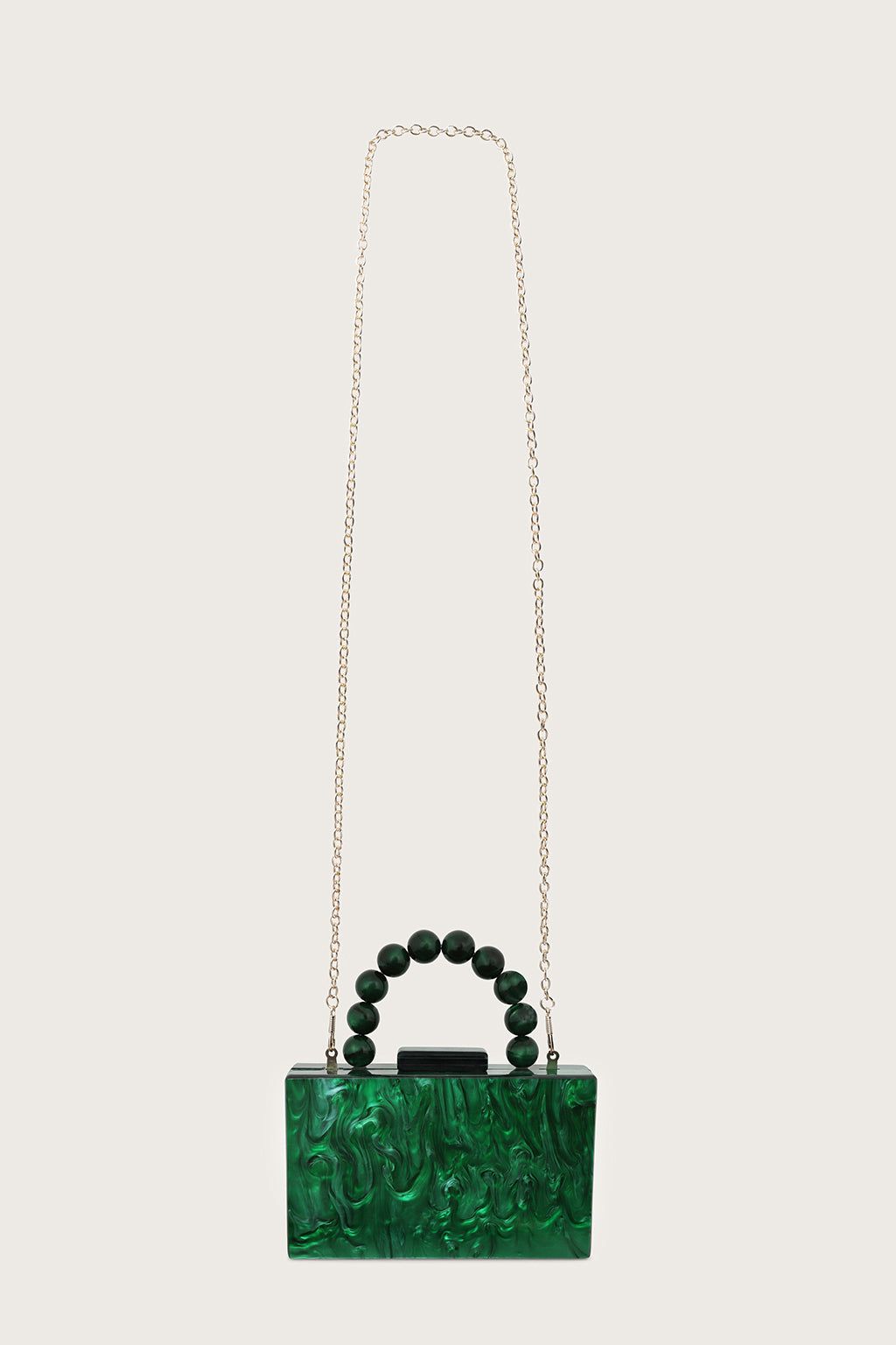 REYA Bead Handle Marbled Box Clutch Bag in Green sold by Lavish Alice product image thumbnail 3