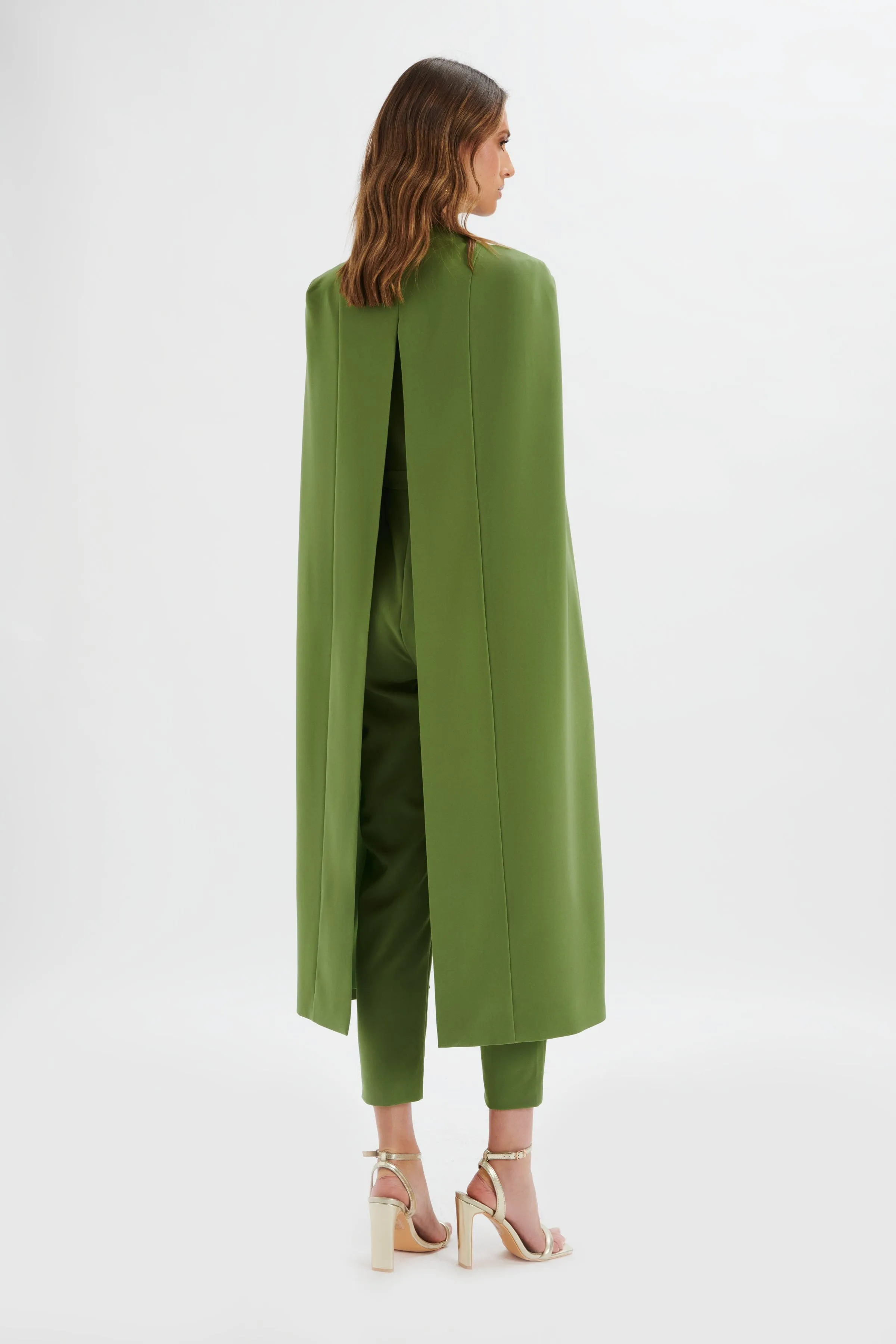 RAYNA Cape Style Tailored Jumpsuit in Green sold by Lavish Alice product image thumbnail 4