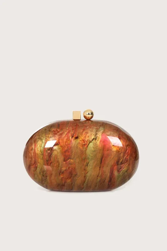 EFFIE Pearlised Shell Clutch in Brown sold by Lavish Alice