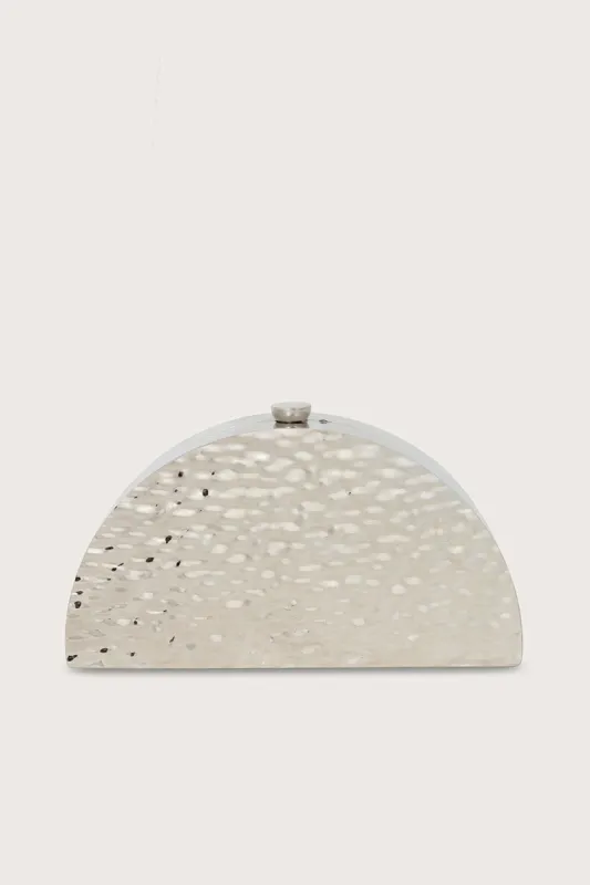 CHLOE Textured Half Moon Box Clutch Bag in Silver sold by Lavish Alice