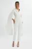RAYNA Longline Cape Tailored Jumpsuit In White sold by Lavish Alice