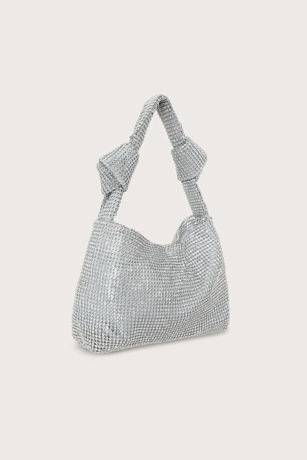 DIANE Knotted Strap Embellished Diamante Grab Bag in Silver sold by Lavish Alice product image thumbnail 2