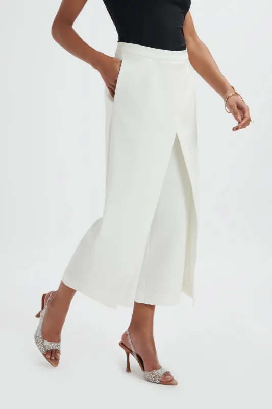 SIYA Wrap Culotte Trousers In White made by Lavish Alice