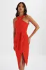 BRIELLE Obi Belted Halterneck Midi Dress in Red sold by Lavish Alice
