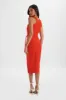 BRIELLE Obi Belted Halterneck Midi Dress in Red sold by Lavish Alice