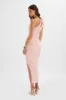 CECELIA Satin Bow Shoulder Wrap Dress In Dusty Pink sold by Lavish Alice
