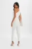 MISCHA Crystal Embellished One Shoulder Cape Jumpsuit in White sold by Lavish Alice