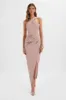 MADELINE Satin Cross Front Wrap Maxi Dress In Dusty Purple sold by Lavish Alice