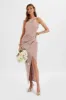 MADELINE Satin Cross Front Wrap Maxi Dress In Dusty Purple sold by Lavish Alice