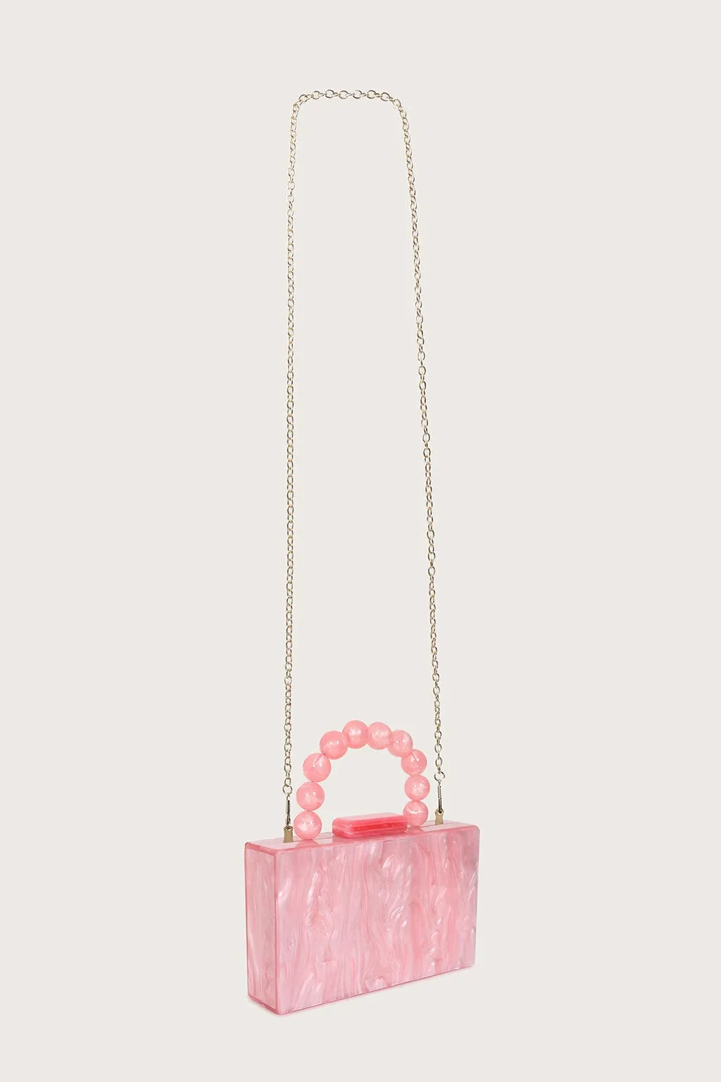 REYA Bead Handle Marbled Box Clutch Bag in Pink sold by Lavish Alice product image thumbnail 4