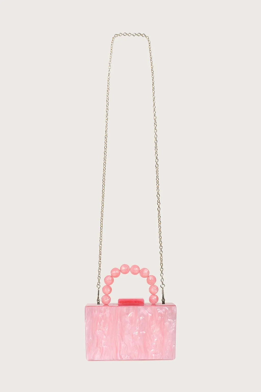 REYA Bead Handle Marbled Box Clutch Bag in Pink sold by Lavish Alice product image thumbnail 3