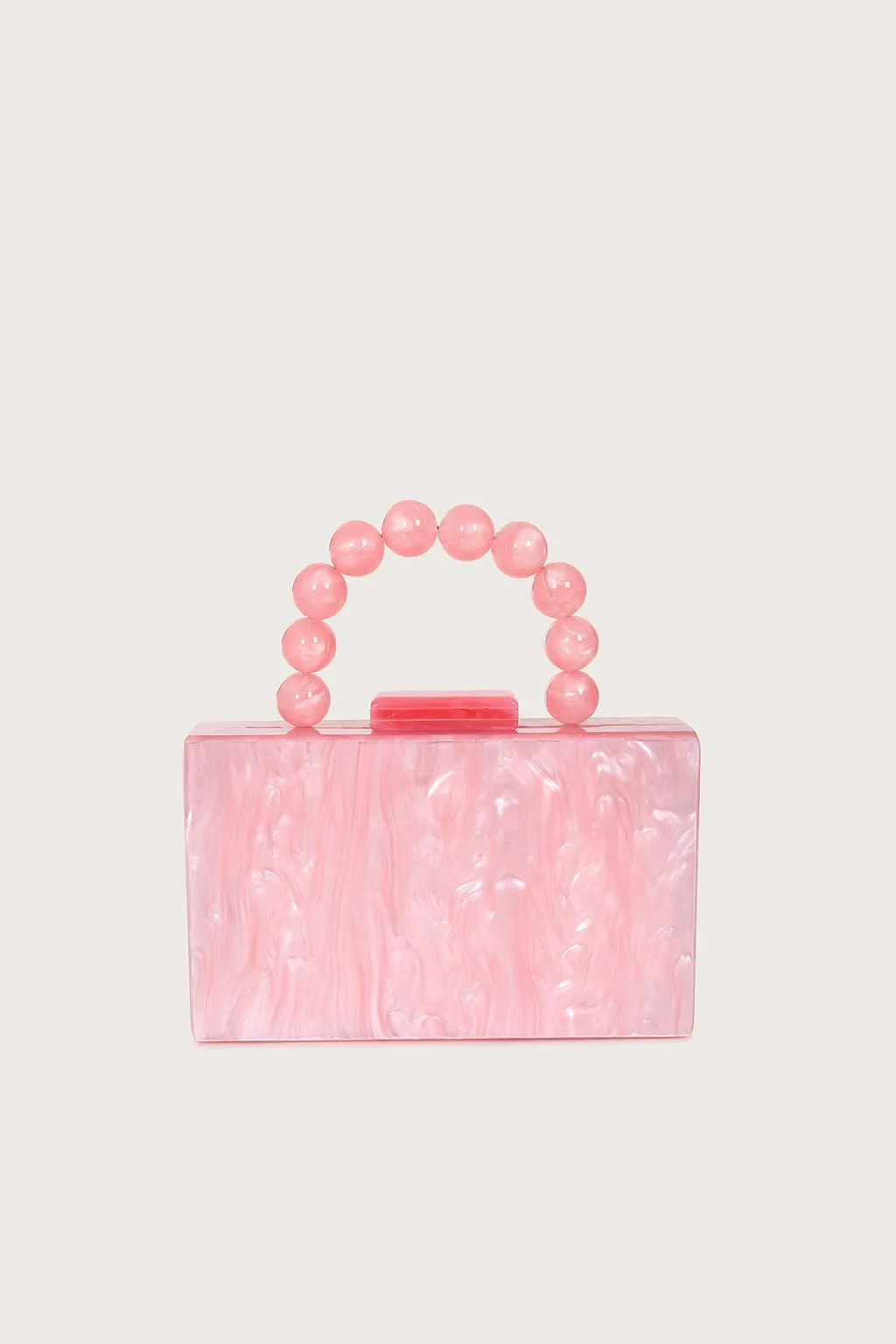 REYA Bead Handle Marbled Box Clutch Bag in Pink sold by Lavish Alice