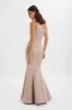 SHAILENE Bonded Satin Asymmetric Maxi Dress In Mink sold by Lavish Alice