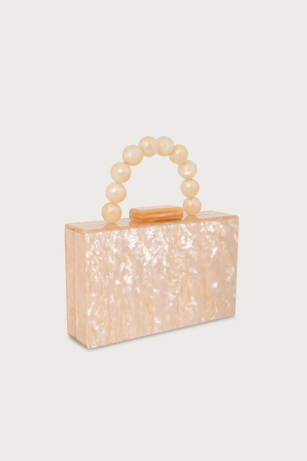 ANAIS Beaded Handle Pearlised Box Clutch Bag in Champagne sold by Lavish Alice product image thumbnail 2