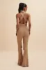 TAMARA Knitted Ribbed Open Back Jumpsuit In Camel sold by Lavish Alice
