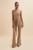TAMARA Knitted Ribbed Open Back Jumpsuit In Camel sold by Lavish Alice