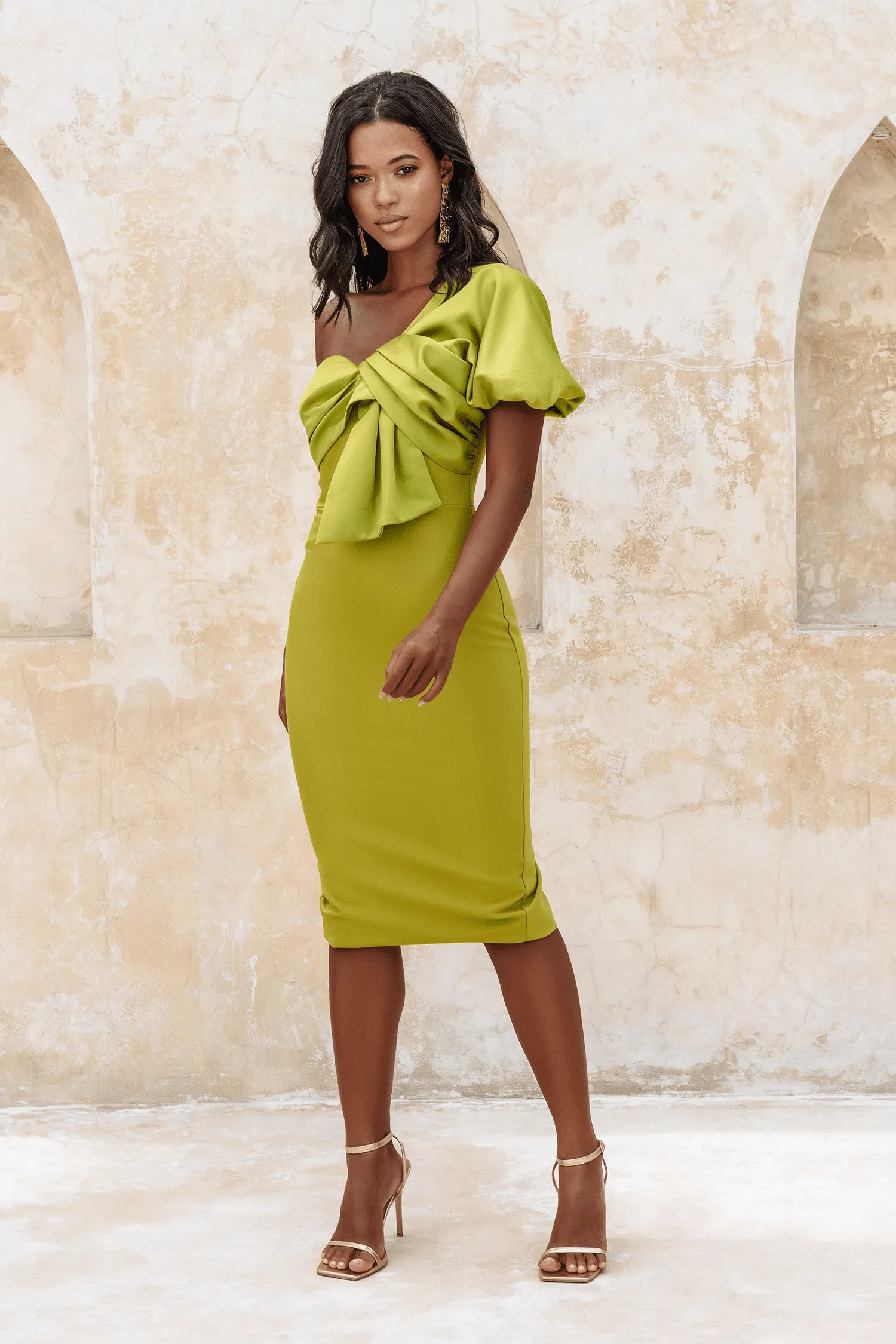 ELSIE Twist Front One Shoulder in Olive Green sold by Lavish Alice product image thumbnail 3