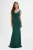 ELLE Draped Wrap Satin Maxi Dress in Emerald Green sold by Lavish Alice