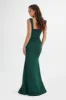 ELLE Draped Wrap Satin Maxi Dress in Emerald Green sold by Lavish Alice