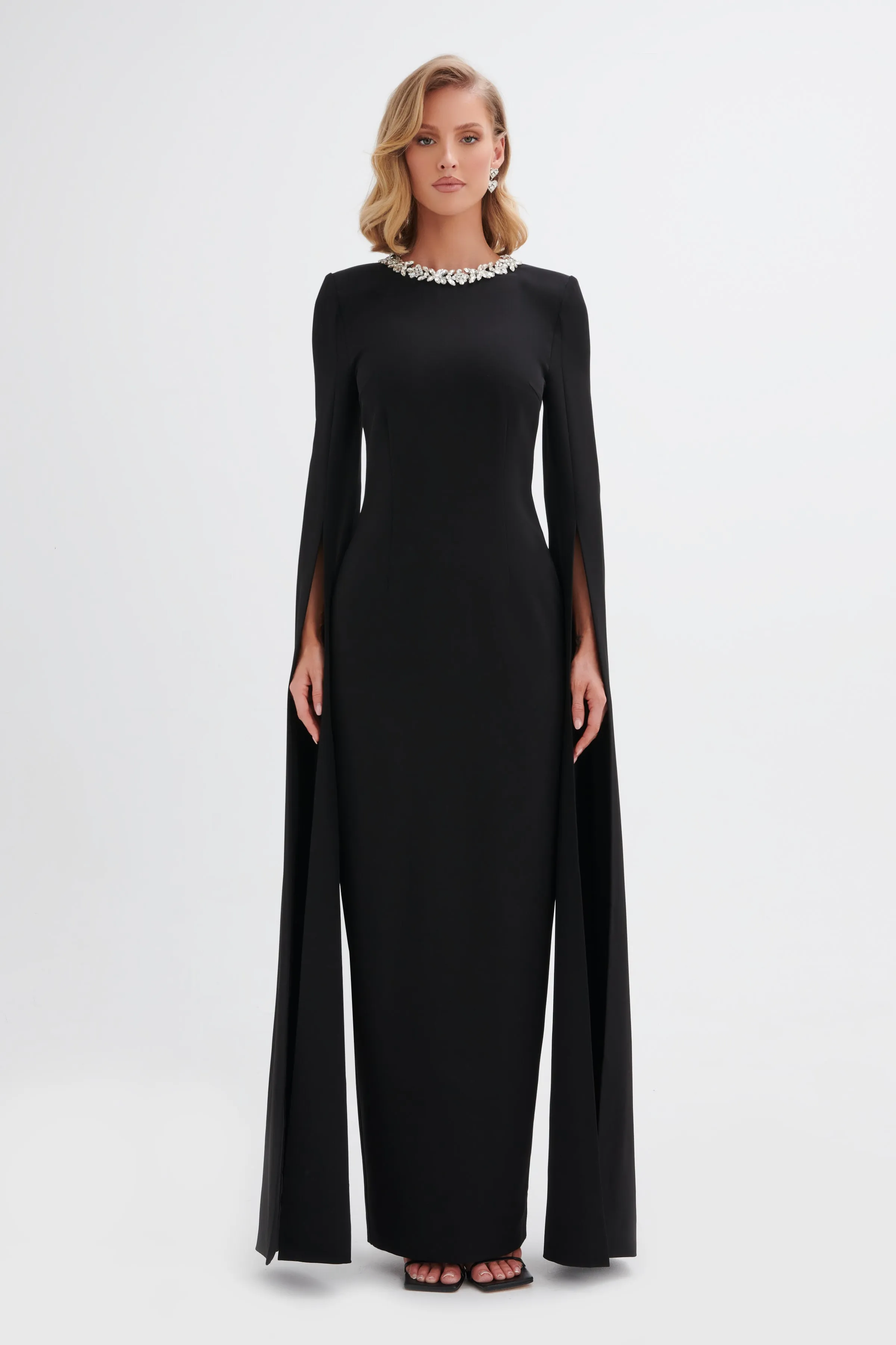 KELLY Cape Sleeve Maxi Dress in Black sold by Lavish Alice product image thumbnail 2