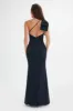 ALESSANDRA Satin Bow Shoulder Maxi Dress in Midnight Blue sold by Lavish Alice