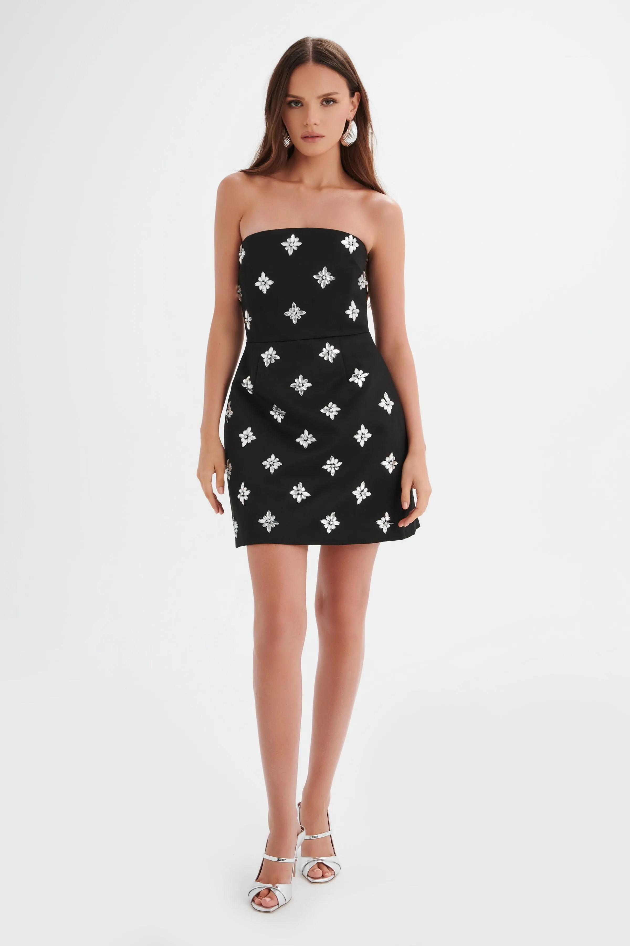 ANNABELLE Embellished Satin Mini Dress in Black sold by Lavish Alice product image thumbnail 3