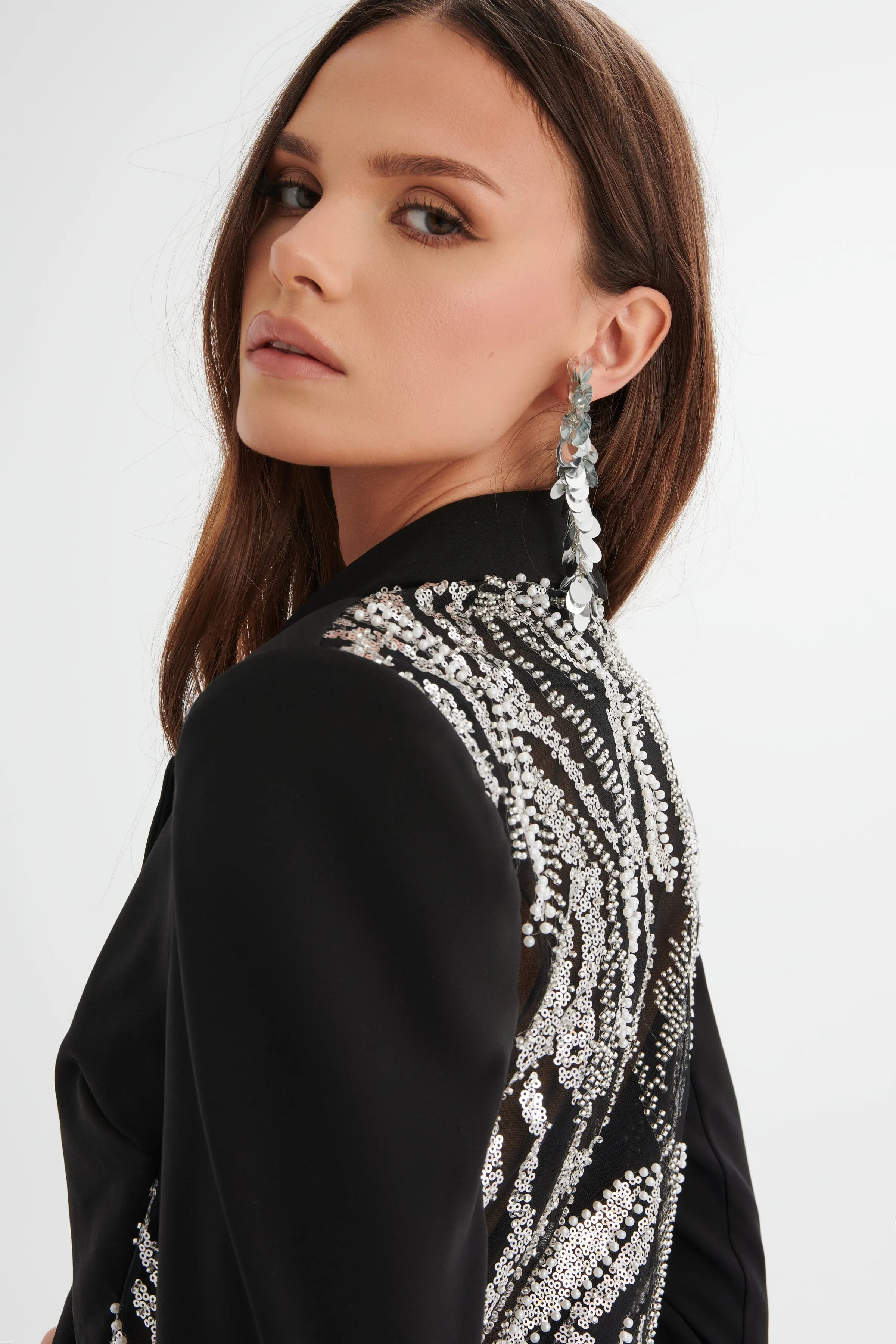 LEXY Embellished Mesh Back Blazer in Black sold by Lavish Alice product image thumbnail 2