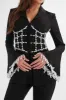 CELESTE Pearl Embellished Blazer in Black sold by Lavish Alice